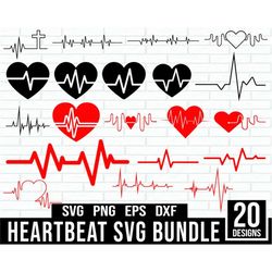 Heartbeat Svg Bundle, Valentines Day, Heart beat Svg, Heartbeat Clipart, Healthcare, Nurse Svg, Stethoscope, Health, Car