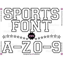 Sports Outline Svg Font, Athletic Font Svg, College Svg Font, Svg Alphabet Letters Numbers and Signs, Decal cut file for