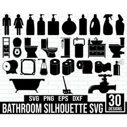 Bathroom Svg Bundle, Bathroom Silhouette, Bathroom Cut File, Bath Svg, Bath Png, Toilet Svg, Toilet Paper Svg