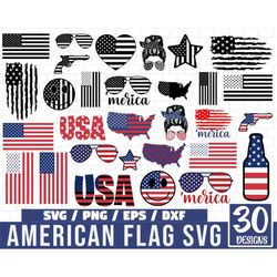 American Flag SVG Bundle, 4th of July Svg, us flag svg, distressed flag svg, Patriotic Grunge USA Flag Svg, Patriotic Fl