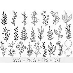 25 Leaves SVG Bundle, Hand Drawn Leaves SVG, Plant Svg, Paper Leaves, Leaf Templates, Wreath, Cut Files, Leaf Clipart, C