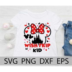 Make Wish Kid, make a wish,  Disneyland wish trip, Minnie vacation trip, magic castle, first trip, Matching shirts, dxf,