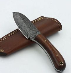 damascus hunting knife, custom hand made damascus steel skinner knife