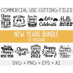 Happy New Year 2022 svg Bundle, Happy New Year svg, New Year svg, New Year's Eve Quote, Cheers 2022 Saying, Cricut File,
