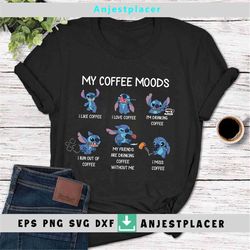 My Coffee Moods Svg, Cartoon Svg, Cricut File, Clipart, Svg, Png, Eps, Dxf