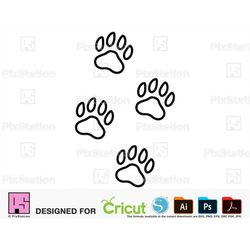 dog footprint, dog paw print, clip art paw prints, paw print svg, dog footprint svg, outline tattoo, decal cut file cric