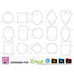 Geometric Frames Svg, Heart Svg, Diamond Svg, Wedding Frames, Circle Svg, Double Border Clipart for Cricut and Silhouett