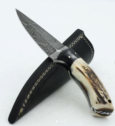 full tang dagger knife , custom hand made damascus steel hunting dagger knife