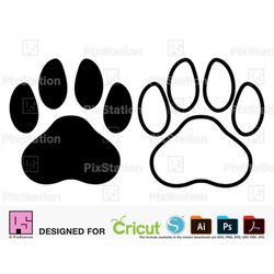 Dog Paw Print, Clip art paw prints, Paw Print Svg, Dog footprint, Dog paw tattoo, Png, Svg, Decal cut file for Cricut an