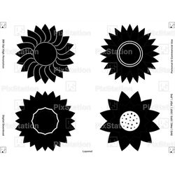Sunflower Svg, Flower Svg, Summer Svg, Clip Art Vectors, Dxf Png Eps, Commercial Use Svg, Digital Download - Printable,