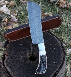 tanto knife , custom made hand made damascus steel hunting knife