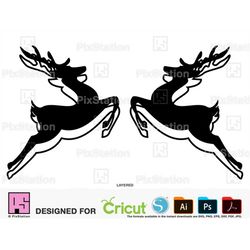 Deer Silhouette, Christmas Deer, Deer Svg, Deer clipart, Christmas Svg, Reindeer, Buck, Forest, Vector, Decal cut file C