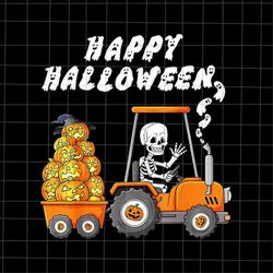 Happy Halloween Skeleton Riding Tractor Png, Skeleton Riding Tractor Pumpkin Png, Kids Halloween Png, Skeleton Halloween