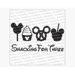 Snacks - Snacking for Three - Twins - Baby on the way - Mom Life Design - EPCOT - Digital Download SVG