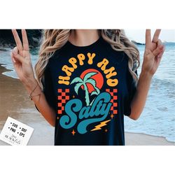 Retro summer svg, Happy and salty svg, Groovy summer svg, groovy beach svg, Retro beach svg