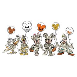 Mouse Cartoon And friend Mummies Happy Halloween SVG