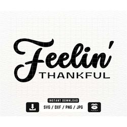 Feelin' Thankful svg, png dxf Files, Instant DOWNLOAD for Cricut, Thankful svg, Thanksgiving svg, Inspirational svg, Ble