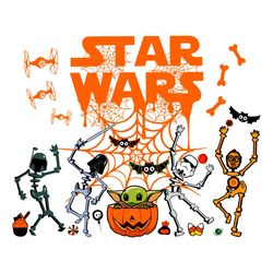 Retro Sta r Wars Characters Skeleton Halloween SVG Cricut File