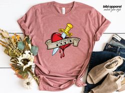 Pretty Mom Heart T Shirt, Mom Graphic Design Tee, Colorful M