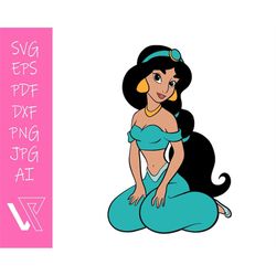 Jasmine Princess Layered SVG Cricut Cut File Silhouette Vector Artwork Instant Download Clip Art Sticker Print Digital F