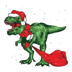 Dinosaur in a christmas hat and scarf svg, T Rex Santa Hat, Christmas Svg, Christmas Svg Files