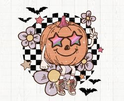 Groovy Pumpkin PNG-Halloween Sublimation Digital Design Download-spooky season png, spooky vibes png