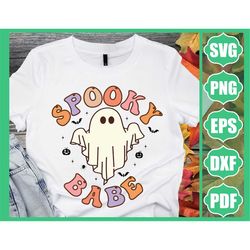 Retro Spooky Vibes PNG, Halloween Infant Sublimation, Groovy Halloween Babe, cute ghost  ,  Spooky Babe Svg , Autumn Png