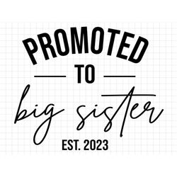 Promoted to Big Sister Est 2023, New Big Sister Svg, Big Sister Cut File, New Baby Svg, New Baby Cut File, Pregnancy Rev