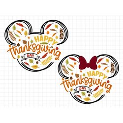 Bundle Happy Thanksgiving Svg, Thanksgiving Mouse, Fall Svg, Happy Fall Svg, Autumn Mouse Svg, Svg, Png Files For Cricut