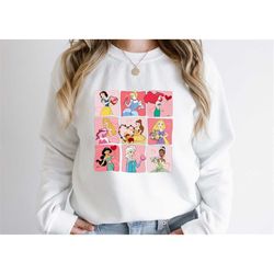 Retro Disney Princess Valentine Sweatshirt/Hoodie, Disney Princess Love Sweatshirt/Hoodie, Princess Elsa, Aurora,Snow wh
