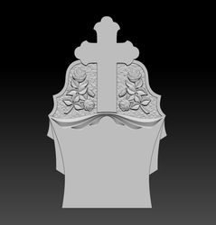 3D STL Model Tombstone with Roses and Cross for CNC Router Engraver Carving Artcam