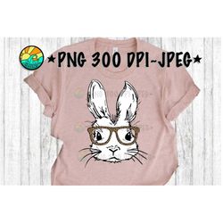 Easter Bunny With Glasses, Bunny With Glasses, Bunny With Glasses PNG, Sublimation, Print Cut, Cute Easter PNG, Easter P