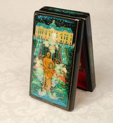 Peterhof lacquer box hand painted Petrodvorets miniature art St Petersburg