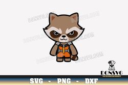 Little Cartoon Rocket Raccoon SVG Cut Files Cricut Chibi Guardians of The Galaxy PNG image Kawaii DXF file