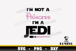 I am not a Princess I am a Jedi SVG Star Wars Girl png clipart for T-Shirt Design Pink Lightsaber Cricut files