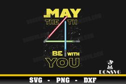Lightsabers May the 4th Logo SVG Cut Files for Cricut Star Wars Day PNG image Jedi Force DXF file