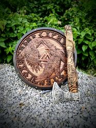 Viking Shield - Eivor Valhalla Raven Authentic Battleworn Viking Shield - Norse Mythology Valhalla Viking Shield
