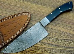 handmade damascus chef knife kitchen knife fixed blade knife with sheath