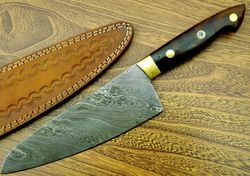 Handmade Damascus Chef Knife kitchen knife fixed blade knife with sheath
