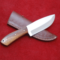 CUSTOM D2 STEEL HANDMADE HUNTING KNIFE WITH LEATHER SHEATH