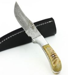 damascus hunting  knife , custom hand made damascus steel hunting  knife