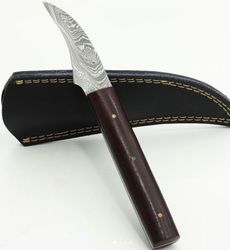 Custom Hand Made Damascus Steel Full Tang Skinner Knife , Hunting Knife