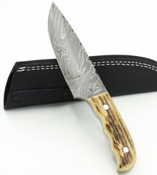 damascus skinner knife , custom hand made damascus steel hunting  knife