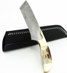 tanto hunting knife , custom made hand made damascus steel hunting  knife