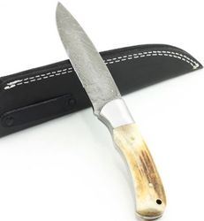 damascus skinner knife, hand made damascus steel skinner knife