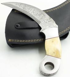 karambit knife, custom hand made damascus steel hunting  knife