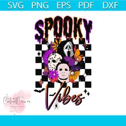 Spooky Vibes Retro Horror Halloween SVG Graphic Design File