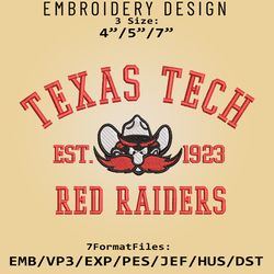 Texas Tech Red Raiders embroidery design, NCAA Logo Embroidery Files, NCAA Red Raiders, Machine Embroidery Pattern
