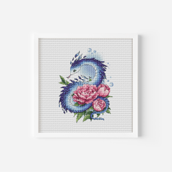 Snake Cross Stitch Pattern PDF, Flowers Counted Cross Stitch Instant Download Serpent Embroidery Winter Decor Embroidery