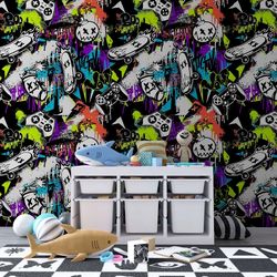 Colorful graffiti wallpaper | Self-Adhesive | Kids Playroom decor | Custom wallpaper